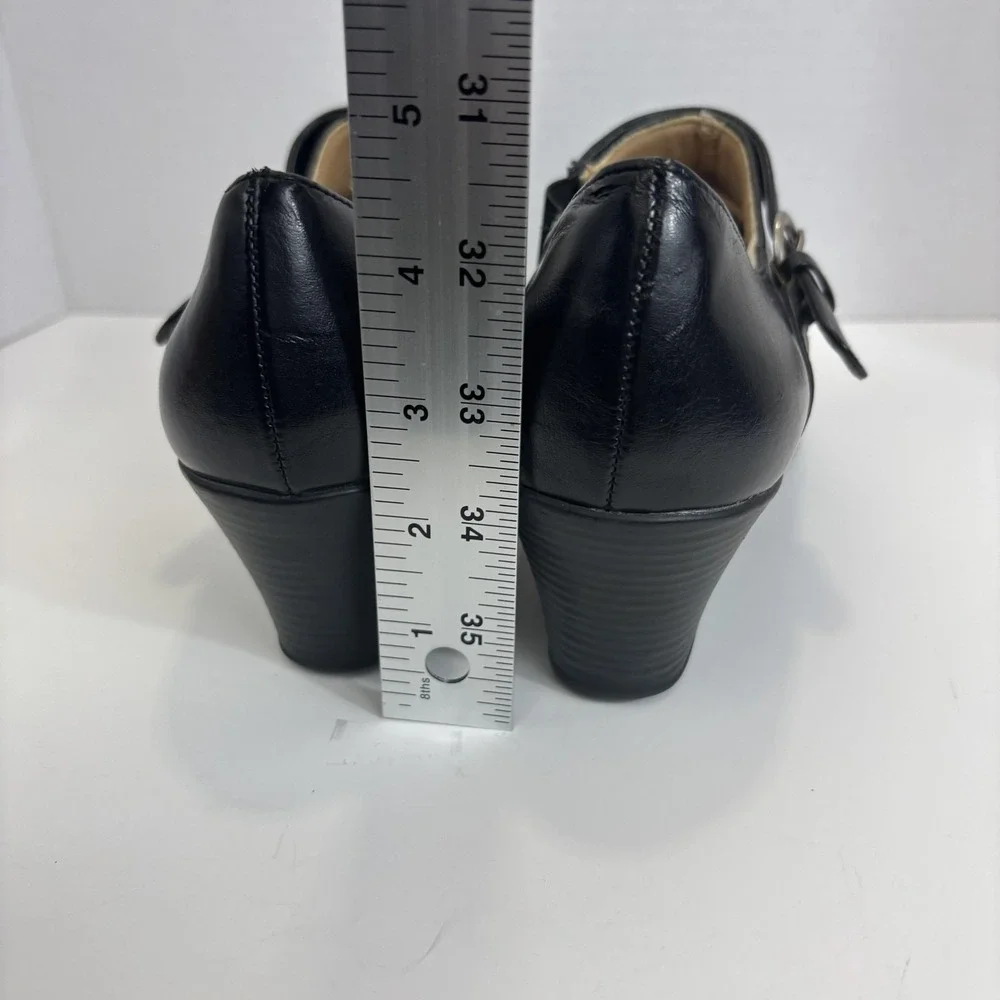 Kelly & Katie Wedge‎ Heel Shoes Womens Size 8.5 Black Pumps Buckle